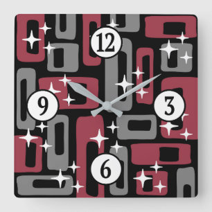 Reloj Cuadrado Resumen moderno Retro Mid Century
