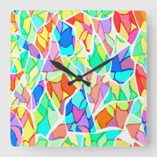 Reloj Cuadrado Resumen multicolor
