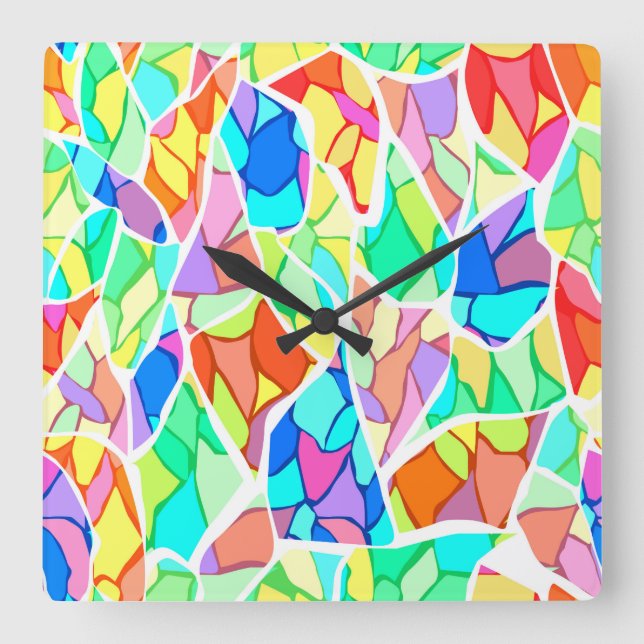 Reloj Cuadrado Resumen multicolor (Anverso)