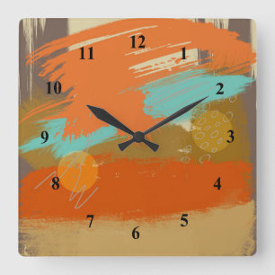 Reloj Cuadrado Resumen Paisaje Arte Pintar Círculos Esferas
