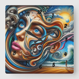 Reloj Cuadrado Resumen Paisaje de ensueño Serenidad oceánica y Ma