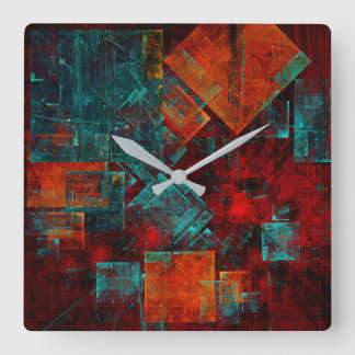 Reloj Cuadrado Resumen Patrón artístico moderno de Guay colorido