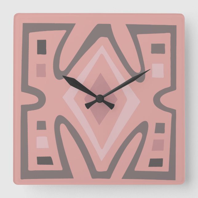 Reloj Cuadrado Resumen Patrón tribal geométrico africano (Anverso)