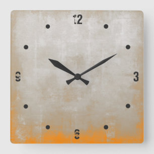 Reloj Cuadrado Resumen ruso moderno Naranja gris