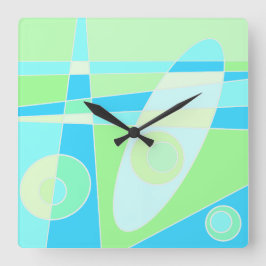 Reloj cuadrado Resumen Surfing Pastel Verde Azul