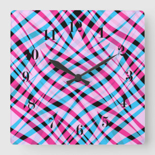 Reloj Cuadrado Resumen verano brillante a rayas geométricas moder