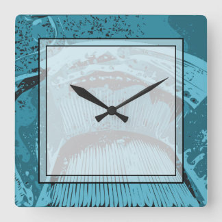 Reloj Cuadrado Resumen verde azulado.