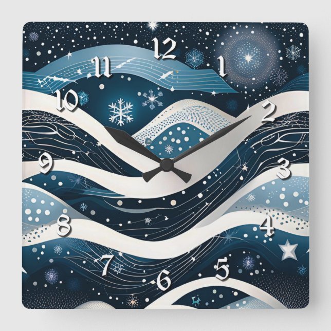 Reloj Cuadrado Resumen Winter Wonderland (Anverso)