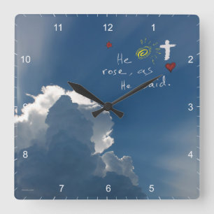 Reloj Cuadrado Resurrección De Pascua Se Levanta Rosa Jesús