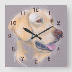 Reloj Cuadrado Retrato amarillo del labrador retriever