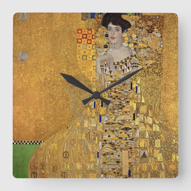 Reloj Cuadrado Retrato de Adele Bloch-Bauer de Gustav Klimt (Anverso)
