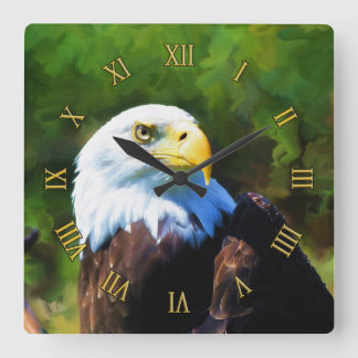 Reloj Cuadrado Retrato de arte de vida silvestre del águila calva