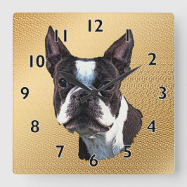 Reloj Cuadrado Retrato de Boston Terrier