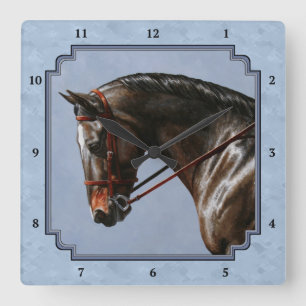 Reloj Cuadrado Retrato de Caballo de Brown Bay Oldenburg