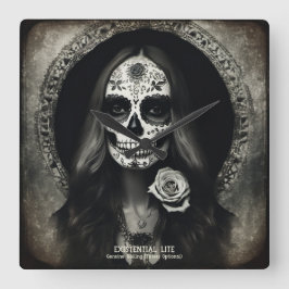 Reloj Cuadrado Retrato de cráneo de mecha de vintage LITE EXISTEN