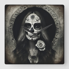 Reloj Cuadrado Retrato de cráneo de mecha de vintage LITE EXISTEN