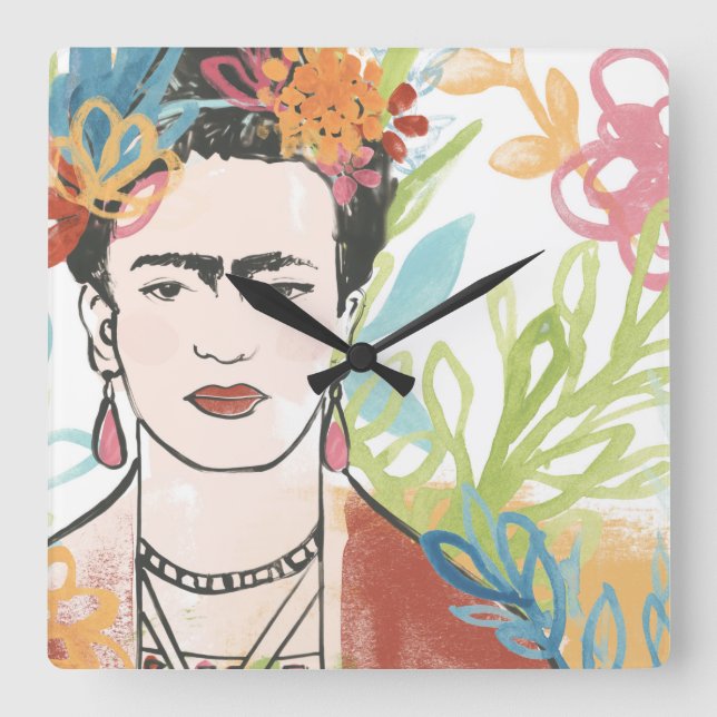 Reloj Cuadrado Retrato de Frida Kahlo (Anverso)