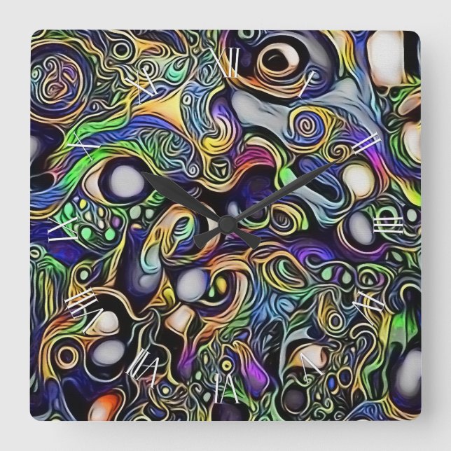 Reloj Cuadrado Retrato de hombre abstracto (Anverso)