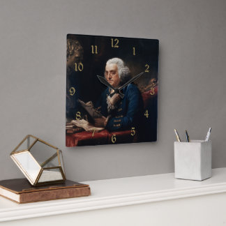 Reloj Cuadrado Retrato de miembro, padre fundador de Benjamin Fra
