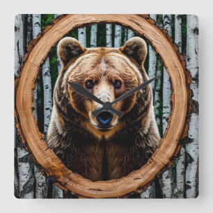 Reloj Cuadrado Retrato de oso impresionante