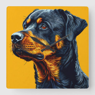 Reloj Cuadrado Retrato de Rottweiler