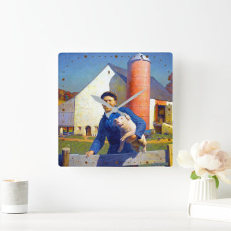 Reloj Cuadrado Retrato de un granjero NC Wyeth 1943 Arte American