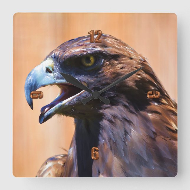 Reloj Cuadrado Retrato II del arte de la fauna de Eagle calvo (Anverso)