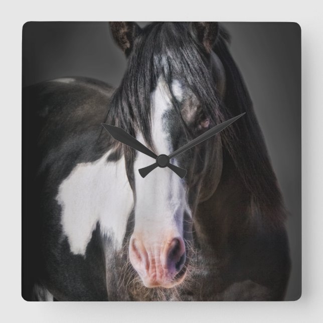 Reloj Cuadrado Retrato II del caballo (Anverso)