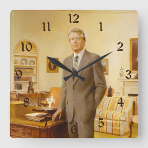 Reloj Cuadrado Retrato Presidencial de James Carter en la Casa Bl