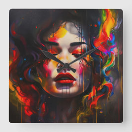 Reloj Cuadrado Retrato Surrealista Audaz