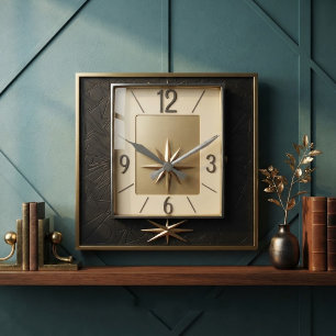 Reloj Cuadrado Retro 1950s Mid Century Modern Starburst Vintage