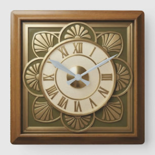 Reloj Cuadrado Retro 1970s Art Deco Scalloped Motifs