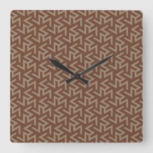 Reloj Cuadrado Retro Abstract Mid-Century Modern Pattern in Brown