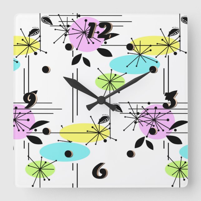 Reloj Cuadrado Retro abstracto (Anverso)