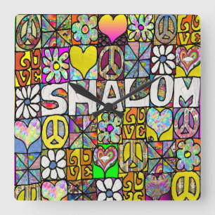 Reloj Cuadrado Retro años 60 Psicodélico Shalom AMOR