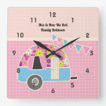 Retro Campervan Blue Hipster Shabby Chic