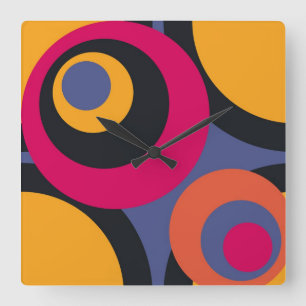 Reloj Cuadrado Retro Colorful Fifty Resumen Arte