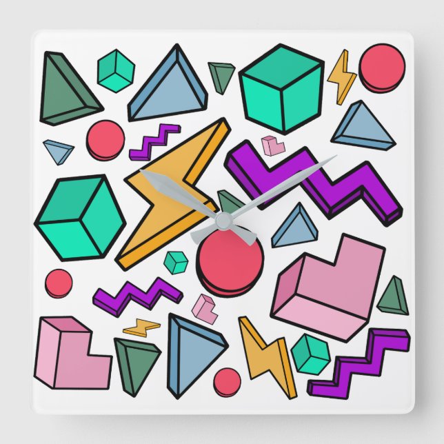 Reloj Cuadrado Retro de cosecha estética de los años 80 (Anverso)