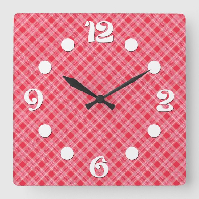 Reloj Cuadrado Retro de jaulas (Anverso)