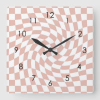 Retro Dusty Sand Pink Checks Warped Checkered