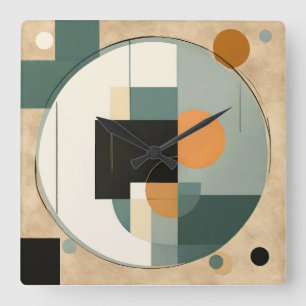 Reloj Cuadrado Retro en negrita: Círculos abstractos y Rectángulo