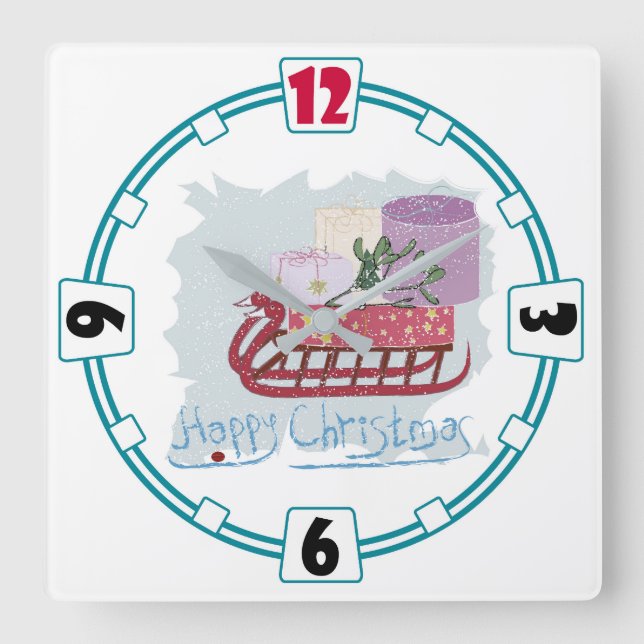 Reloj Cuadrado Retro. Feliz Navidad! (Anverso)