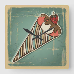 Reloj Cuadrado Retro Illustration of Ice Cream