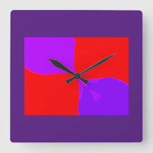 Retro Image 1 Purple & Red Square Wall Clock