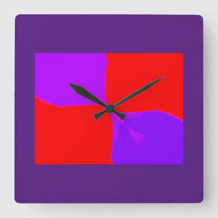 Reloj Cuadrado Retro Image 1 Purple & Red Square Wall Clock