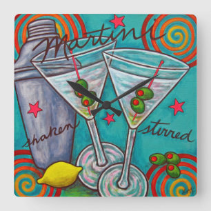 Reloj cuadrado Retro Martini, Lisa Lorenz