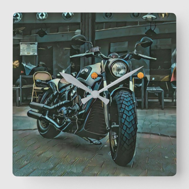 Reloj Cuadrado retro motorcycles motorcyclist gift (Anverso)