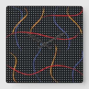 Reloj Cuadrado Retro Paint Splatter and Dots