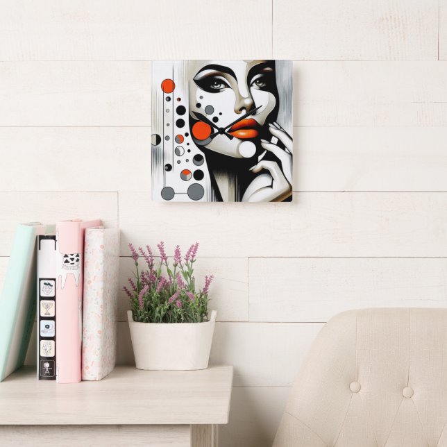 Reloj Cuadrado Retro Pop Diva: Elegancia Geométrica Resumen de Ar (Sala de lectura)