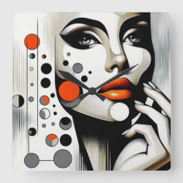 Reloj Cuadrado Retro Pop Diva: Elegancia Geométrica Resumen de Ar